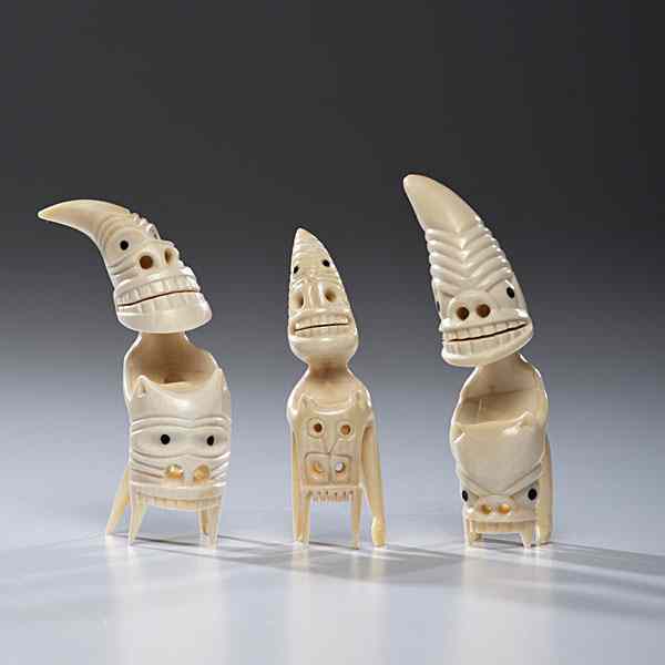 Appraisal: Greenland Eskimo Walrus Ivory Tupilaks lot of smiling beings each