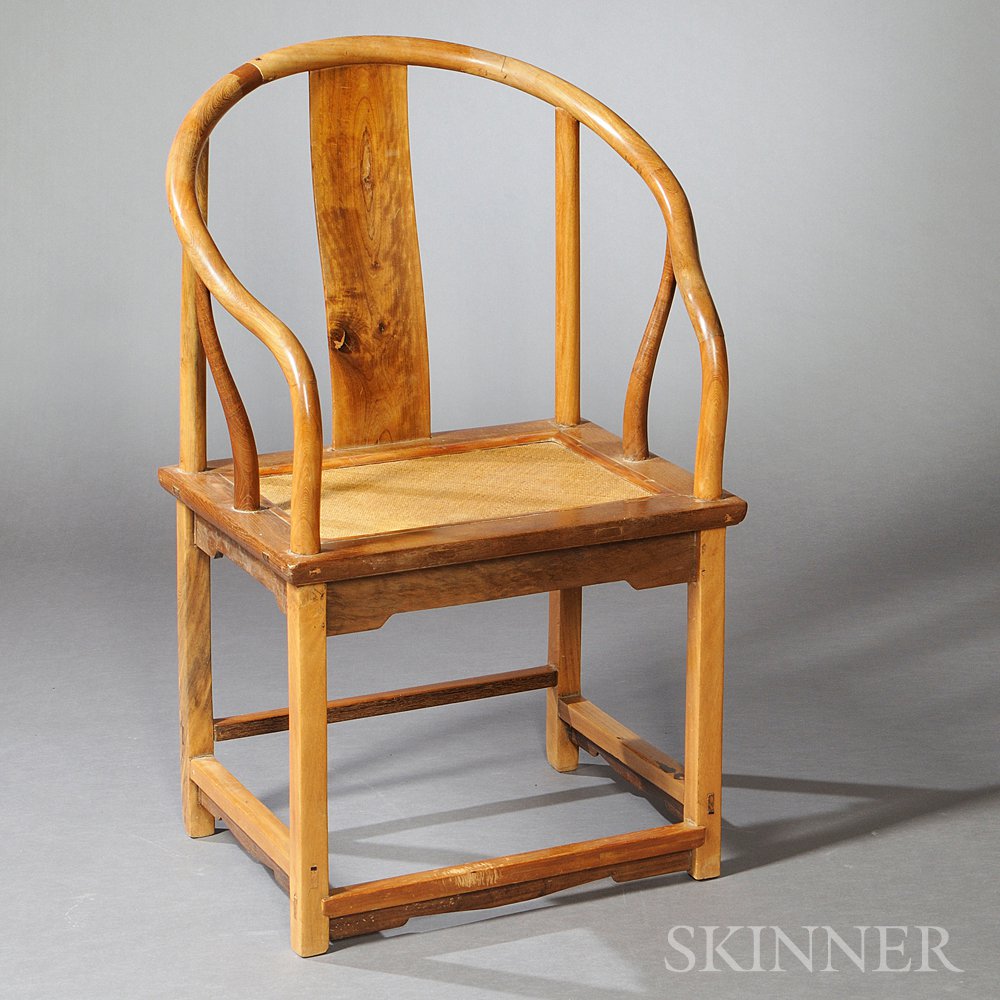 Appraisal: Horseshoe-back Armchair China th century hardwood continuous top rail supported