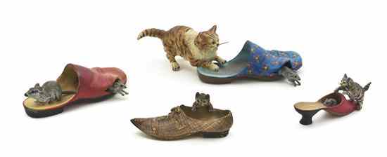 Appraisal: Four Austrian Cold Painted Bronze Animalier Groups each with a