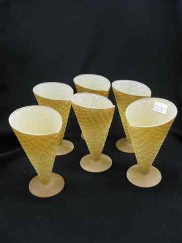 Appraisal: Set of Figural Soda Fountain Glasses cone decor ''