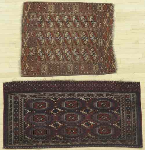 Appraisal: Two Turkoman mats early th c ' x ' and