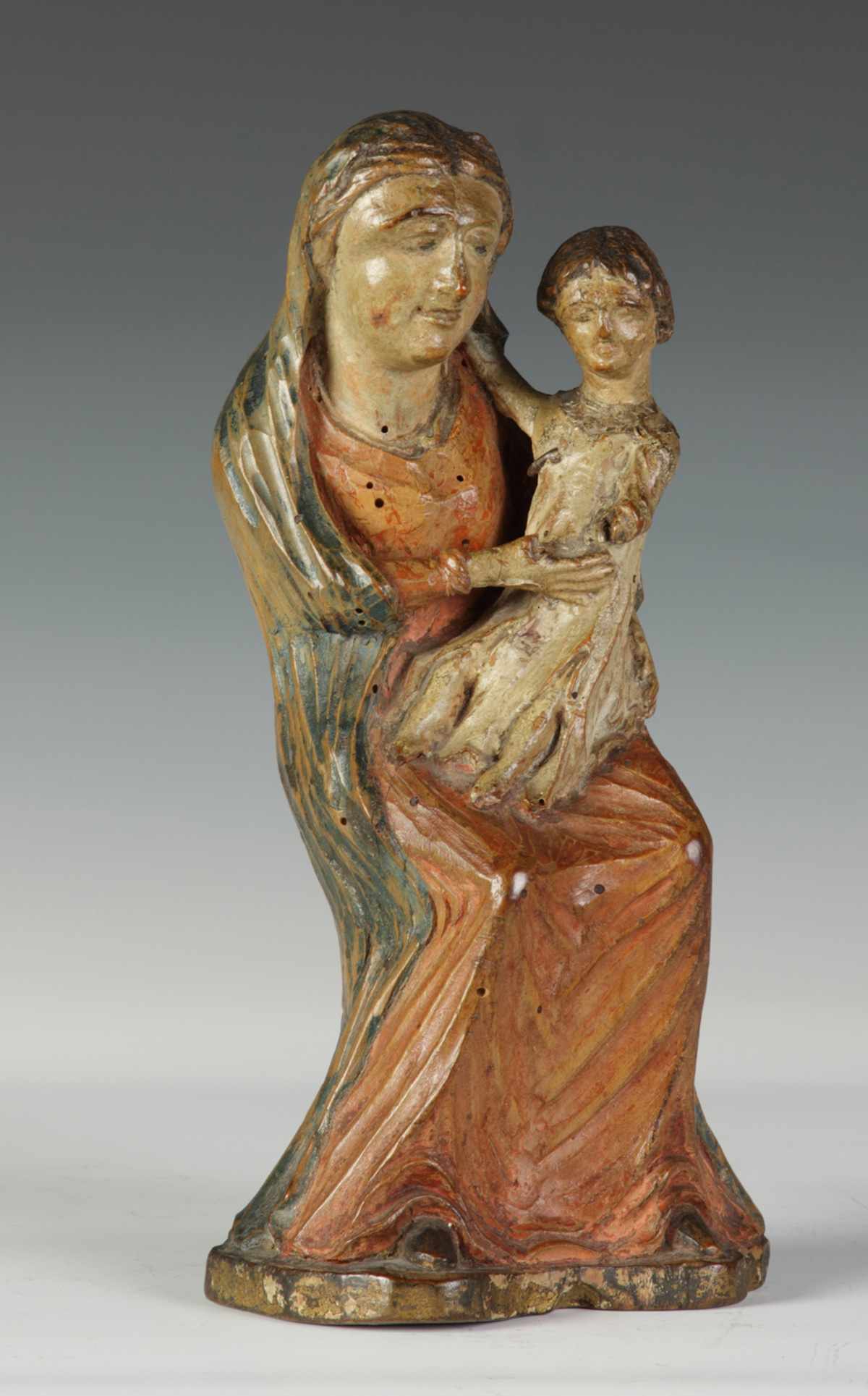 Appraisal: Early Carved Madonna Child Polychrome paint Condition Loss to hands