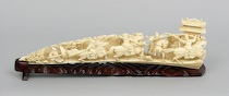 Appraisal: A Carved Ivory Tusk With A Carved Wood Base A