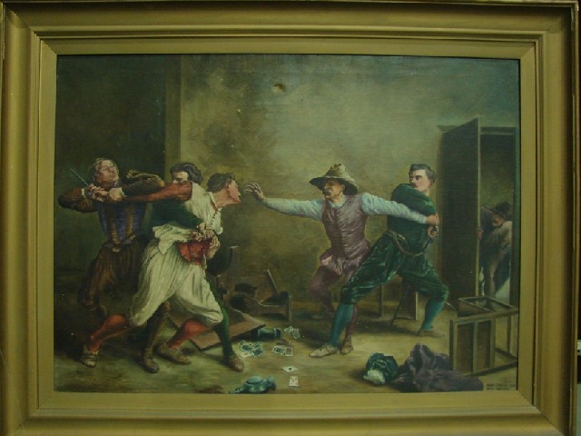 Appraisal: Gilt framed oil on canvas with notation After Messonier Walter