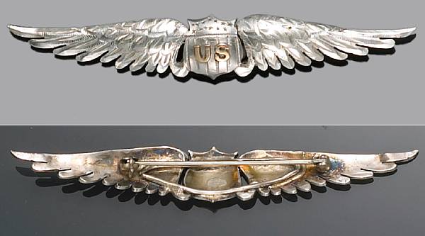 Appraisal: A World War era Pilot's wing belonging to Lt John