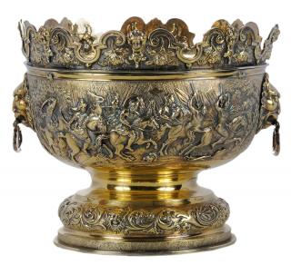 Appraisal: Gilt Silver Monteith probably American th century elaborate scroll and