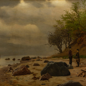 Appraisal: Peder Mork Monsted Danish - Two Figures by the Sea