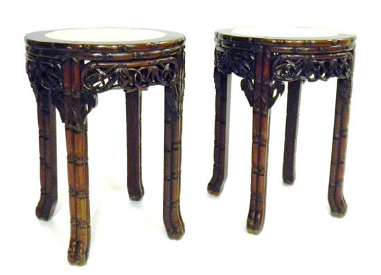 Appraisal: ASIAN Pair late th early th C Chinese carved stands