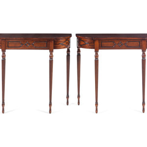 Appraisal: A Pair of Regency Style Mahogany Console Tables th Century