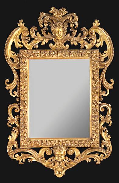 Appraisal: A good Italian Baroque giltwood mirror late th century The