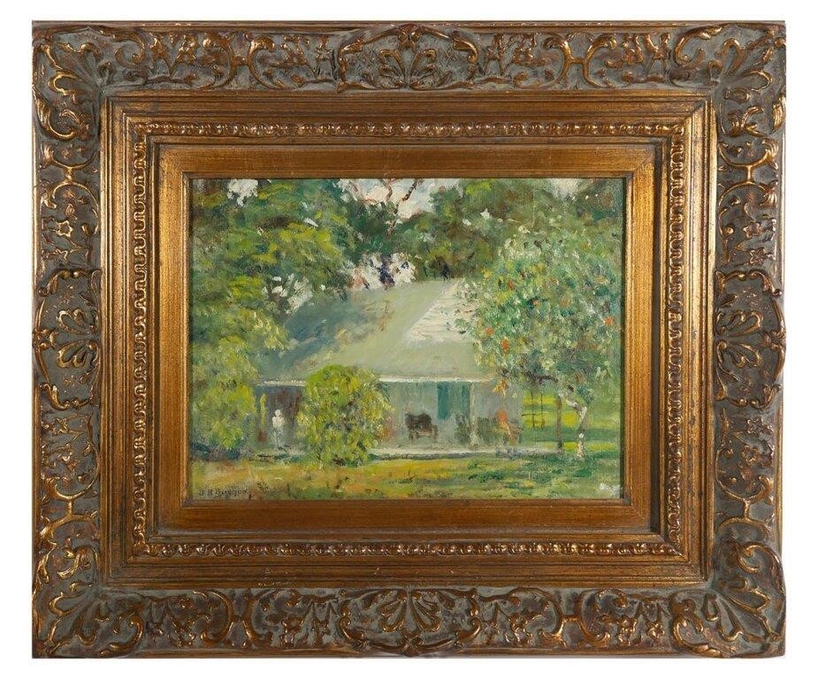 Appraisal: JH BOSTON OIL ON BOARDFramed oil on board landscape painting