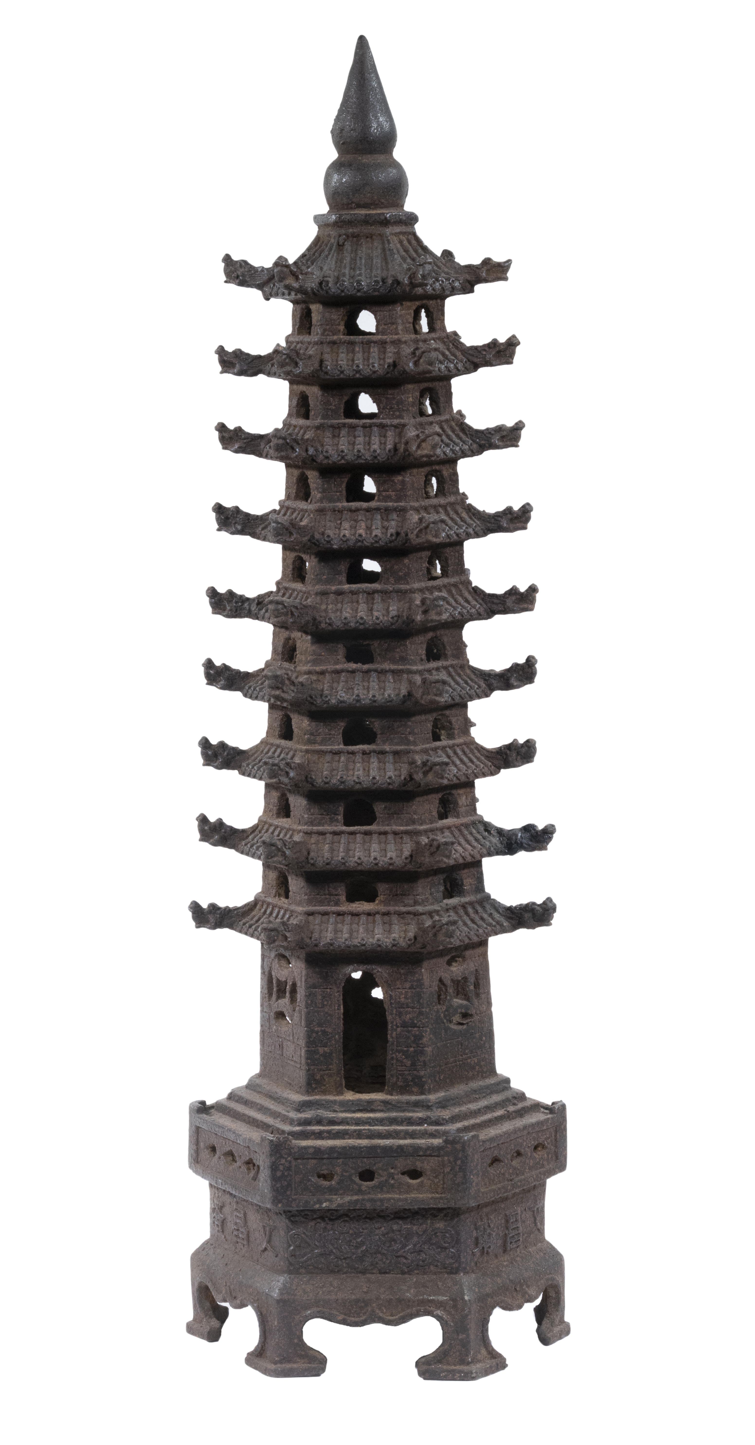 Appraisal: TH C CHINESE CAST IRON PAGODA Qing Nine Tiered Six