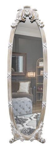 Appraisal: Cheval mirror late th c reeded frame in a brushed