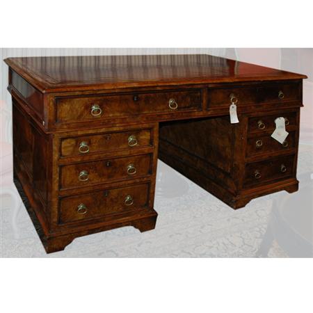 Appraisal: George III Style Walnut Pedestal Desk Estimate -