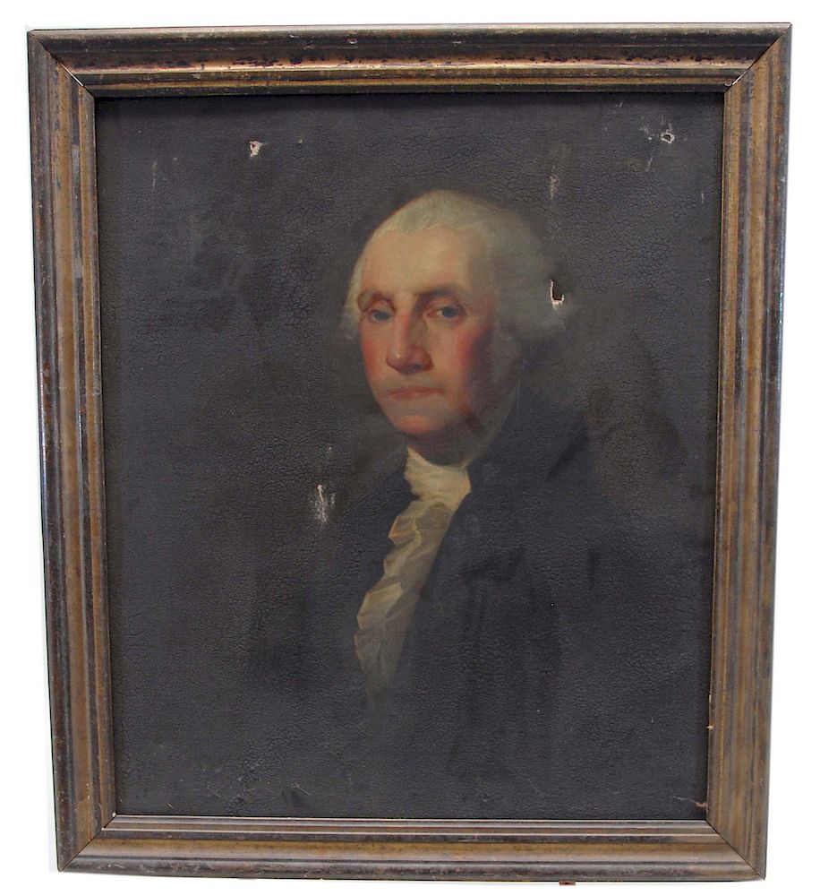 Appraisal: Early Oil on Canvas Portait of George Washington Early Oil