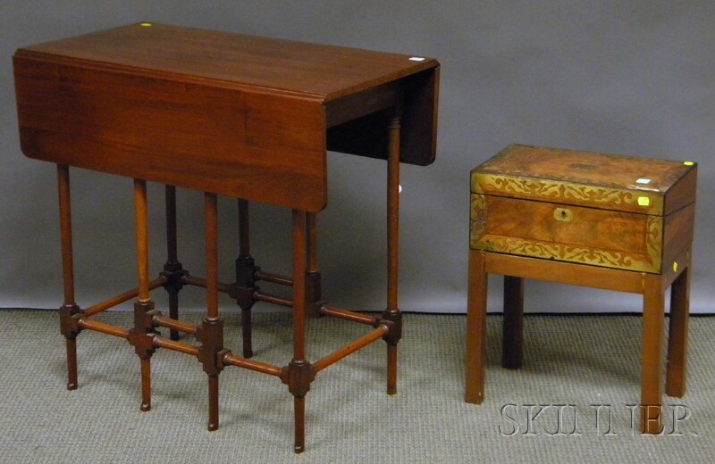 Appraisal: Edwardian Mahogany Drop-leaf Gate-leg Table and a Brass Inlaid Walnut