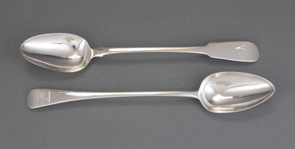 Appraisal: Two Georgian Sterling Silver Basting Spoons incl George III London