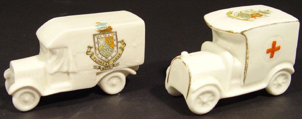 Appraisal: Two military interest crested china ambulances one by Grafton China