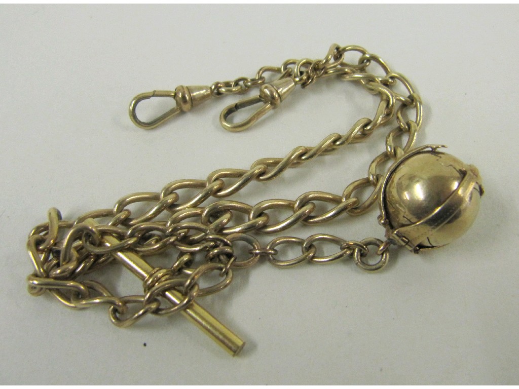 Appraisal: Rolled gold double Albert chain with Masonic ball fob