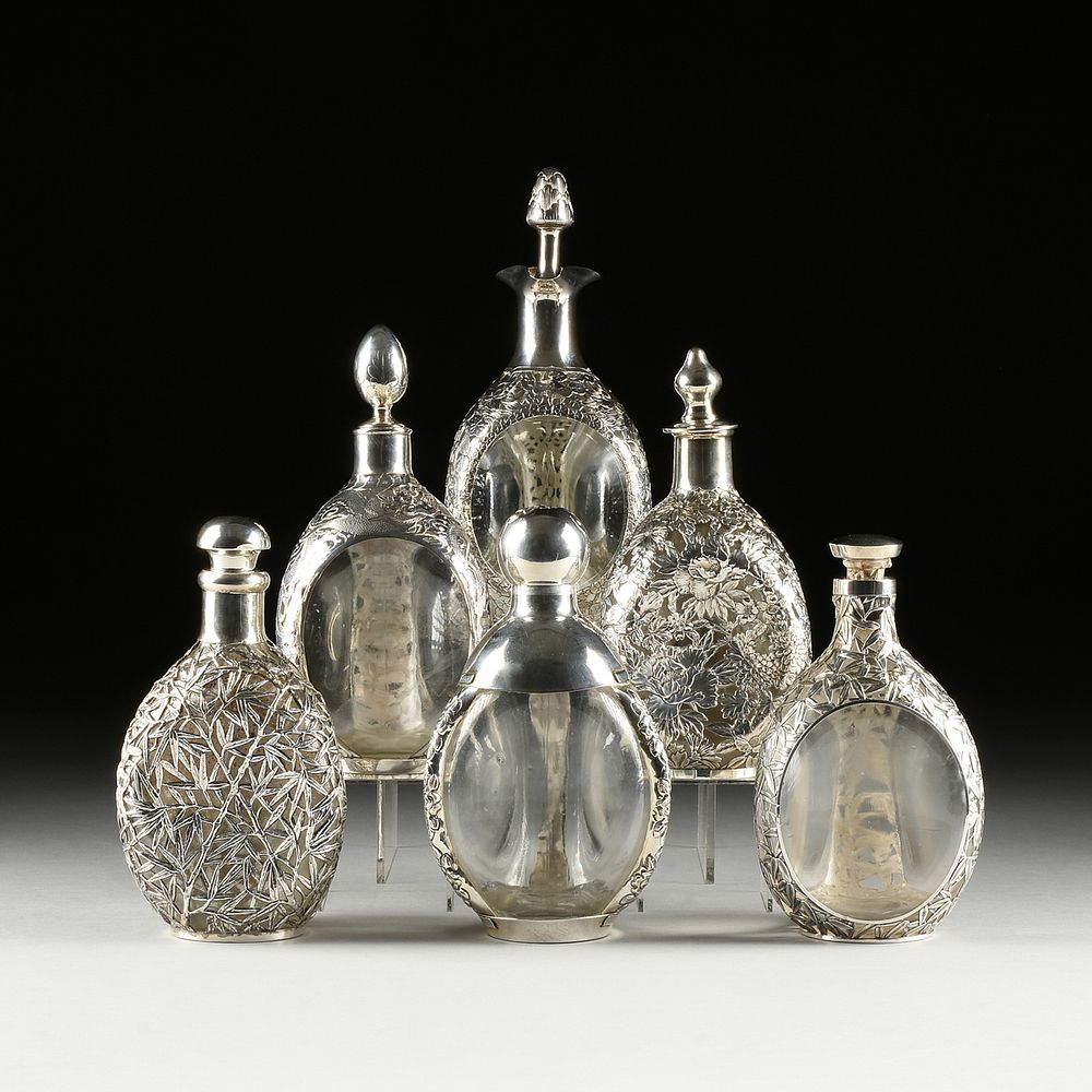 Appraisal: AN ASSEMBLED GROUP OF SIX CHINESE JAPANESE AND MEXICAN SILVER