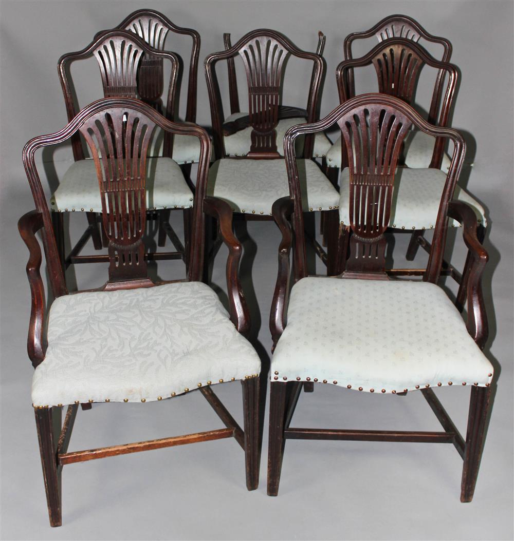 Appraisal: SET OF EIGHT GEORGE III STYLE CARVED MAHOGANY CHAIRS the