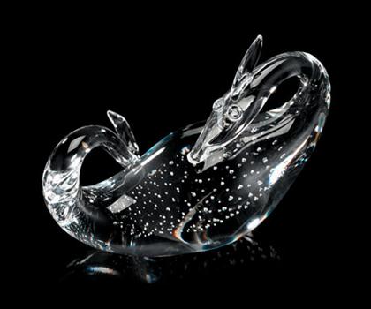 Appraisal: Steuben glass figure of a dragon model Modeled as a