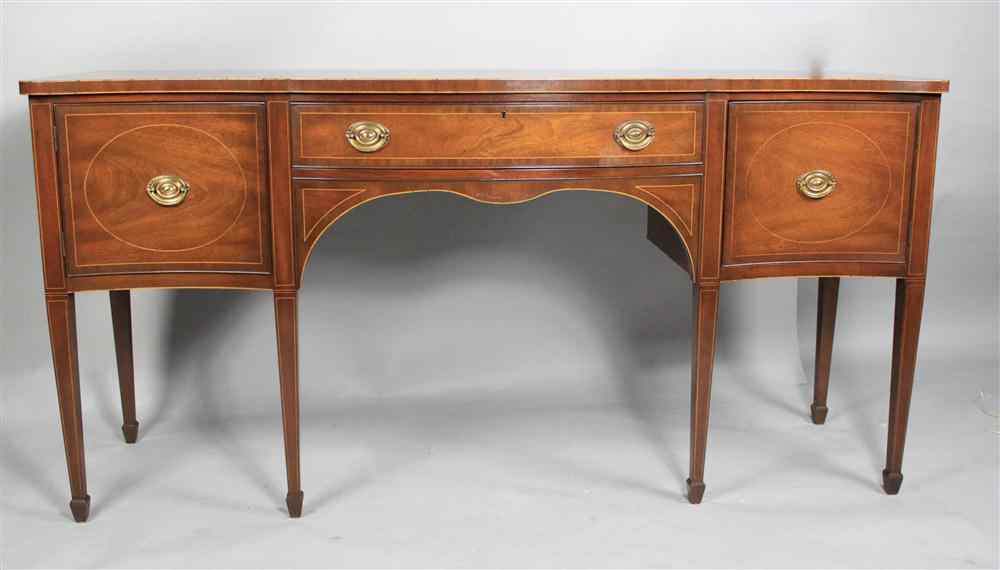 Appraisal: KITTINGER FEDERAL STYLE MAHOGANY SIDEBOARD with shaped rectangular top above