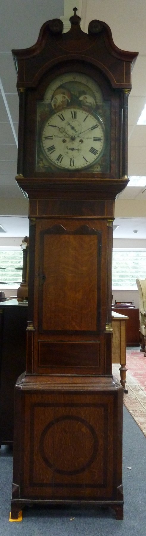 Appraisal: An early th Century oak and mahogany eight-day longcase clock