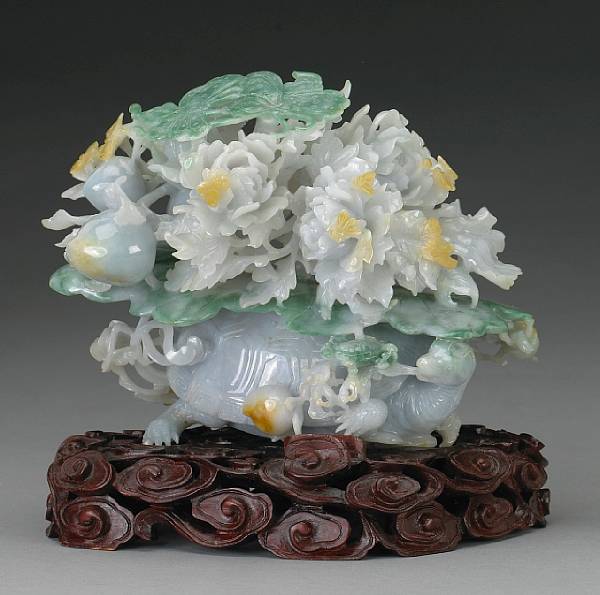 Appraisal: A pale green and lavender jadeite dragon turtle th Century