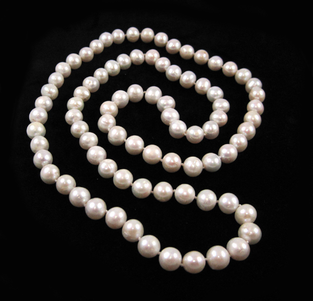 Appraisal: OPERA LENGTH WHITE PEARL NECKLACE measuring - inches in length