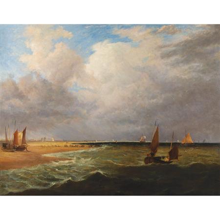 Appraisal: Dutch School th Century Boats in Choppy Water Close to