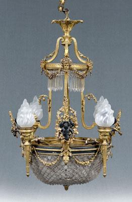 Appraisal: Fine Louis XV style chandelier patinated and gilt bronze with