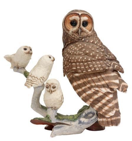 Appraisal: Bisque porcelain figure group Spotted Owl designed by George McMonigle