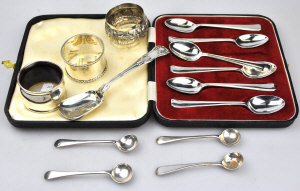 Appraisal: A cased set of six silver teaspoons Sheffield oz to