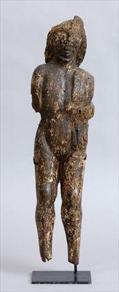 Appraisal: CARVED AND PAINTED WOOD STANDING NUDE FIGURE Facing full front