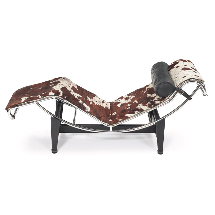 Appraisal: Le Corbusier LC chaise by Cassina chrome-plated tubular steel frame