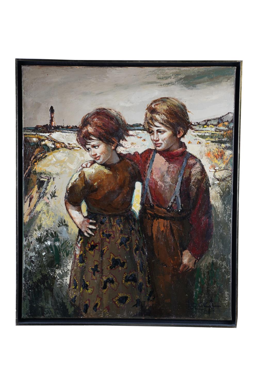 Appraisal: BERNARD LOCCA JEUNES ENFANTS DIRLANDE oil on canvas signed lower