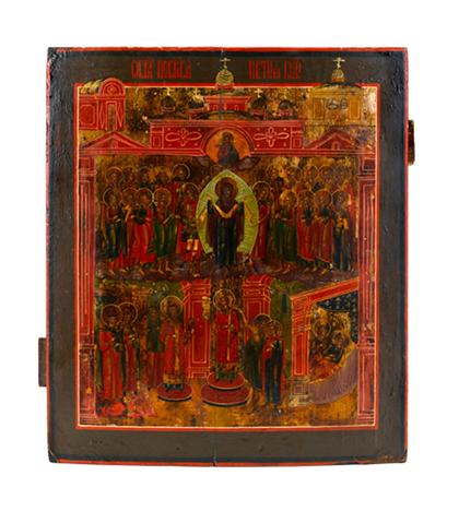 Appraisal: Russian icon pokrov mother of god th century The upper