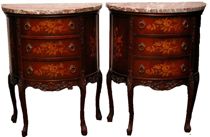 Appraisal: Pair of Petite Demilune Marble Top Tables These demilune tables