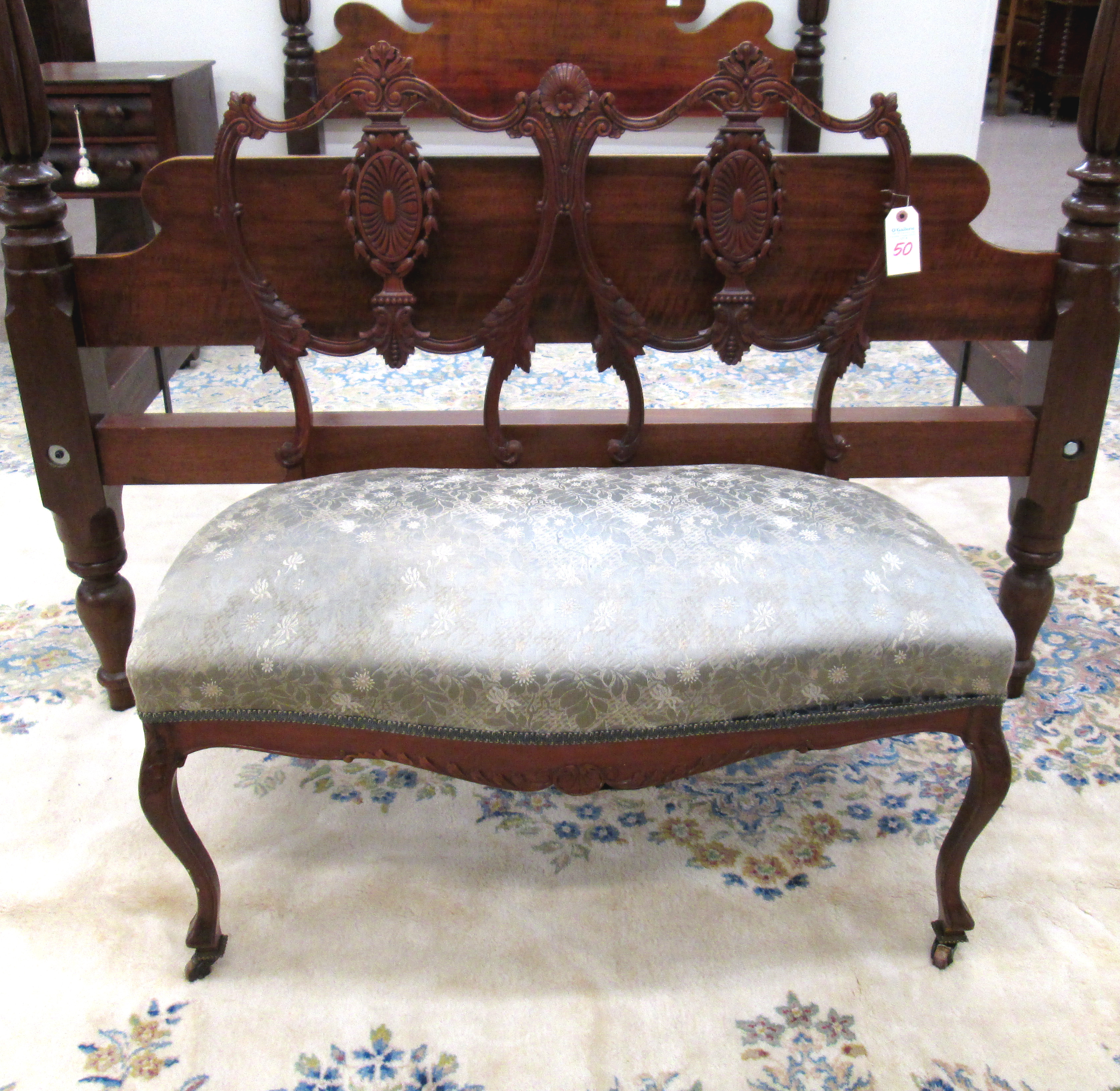 Appraisal: LATE VICTORIAN DOUBLE CHAIR-BACK SETTEE Louis XV substyle American c