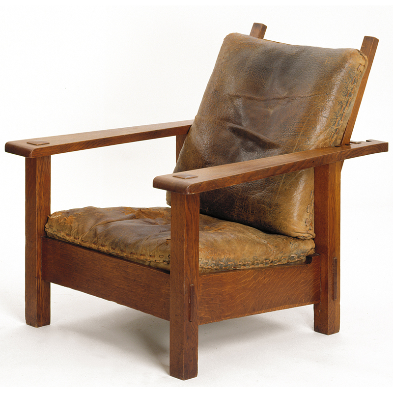 Appraisal: Rare Stickley Brothers Morris chair massive form with tapered arms