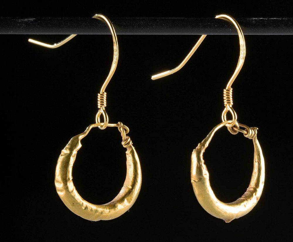 Appraisal: Matched Pair of Roman Gold Hoop Earrings Originally Listed At