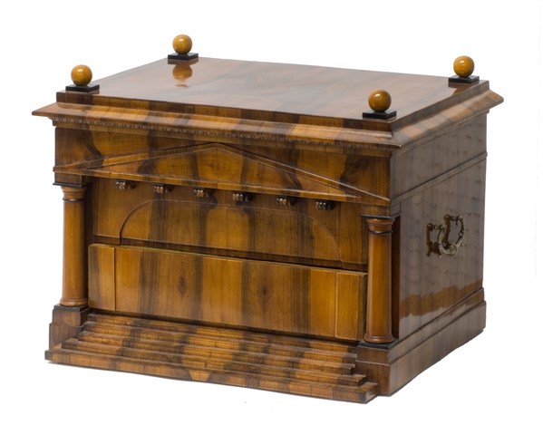 Appraisal: A th century Biedermeier design walnut jewellery box with lift