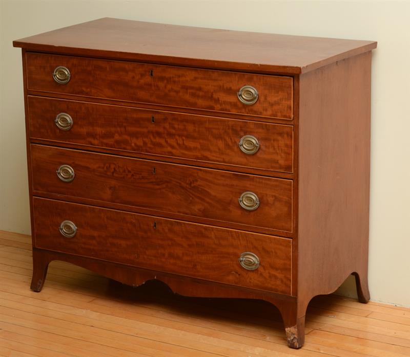 Appraisal: Federal Mahogany Banded Chest of Drawers x x in Estimate