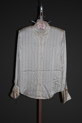 Appraisal: Ellen Tracy white silk long sleeved blouse with navy stripes