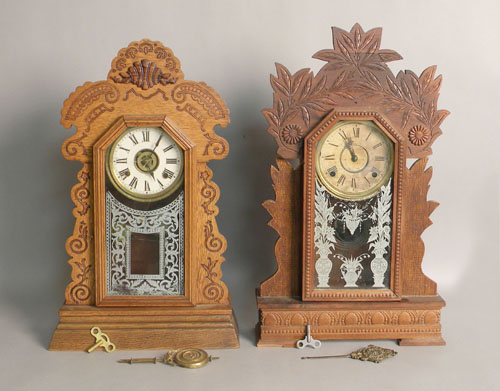 Appraisal: Two gingerbread clocks by Ansonia and Gilbert h and h