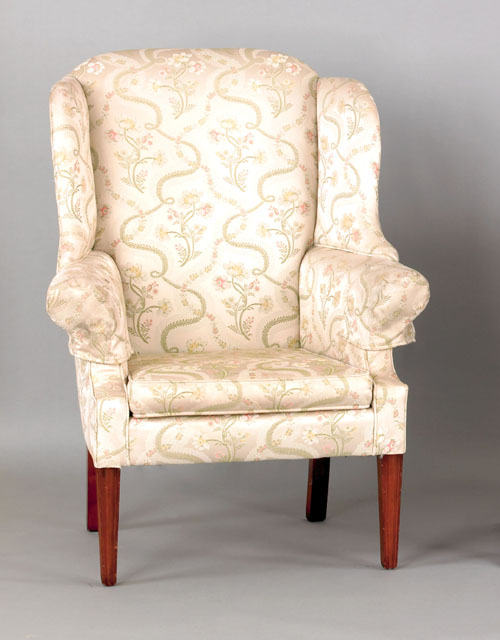 Appraisal: Federal cherry wing chair ca with molded legs h w