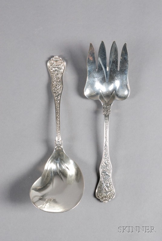 Appraisal: Two Tiffany Co Sterling Olympian Pattern Flatware Servers an -