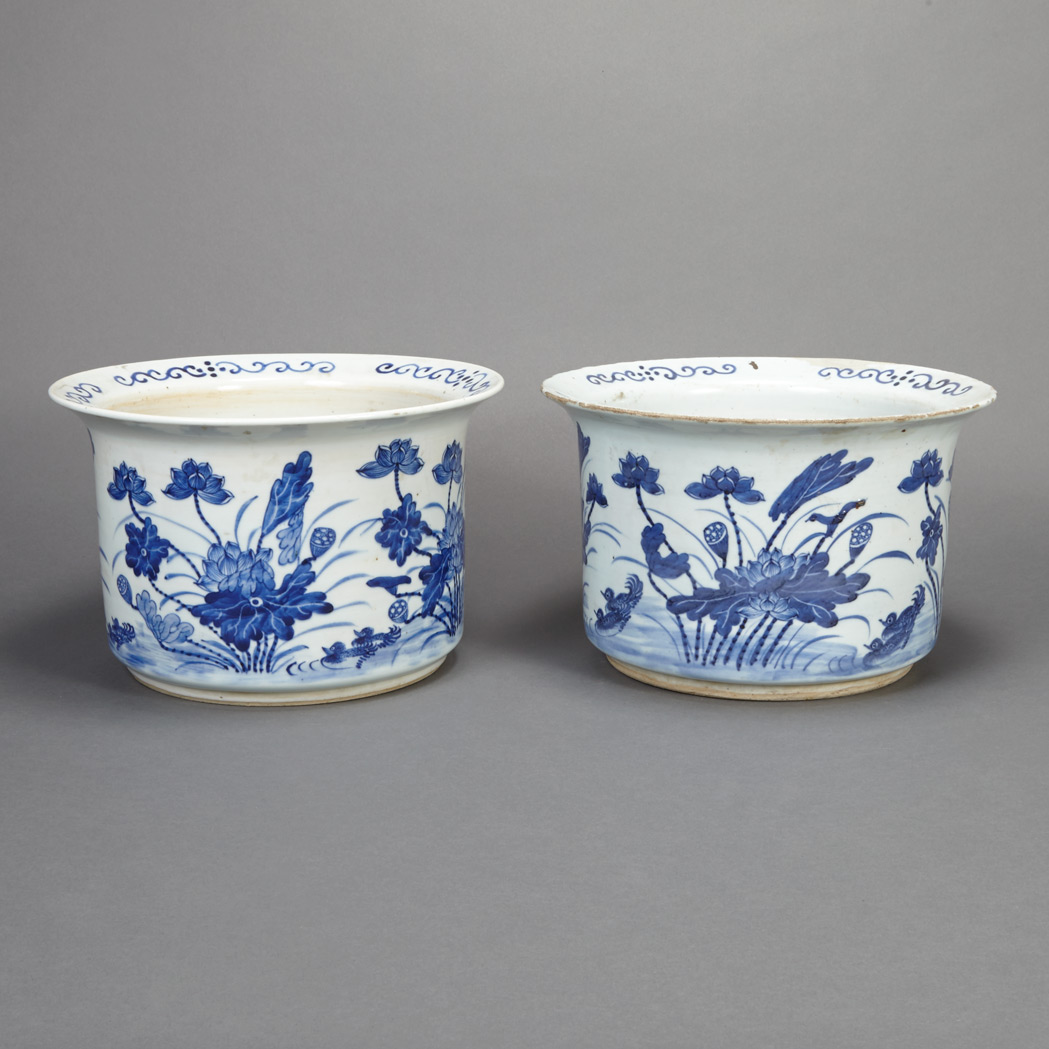 Appraisal: Pair of Chinese Blue and White Porcelain Planters Each of