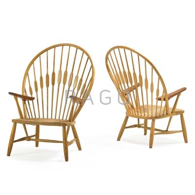 Appraisal: HANS WEGNER - JOHANNES HANSEN Pair of Peacock chairs Denmark